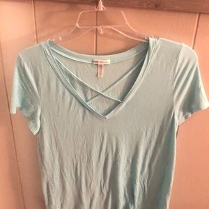 Light blue v-neck T-shirt
